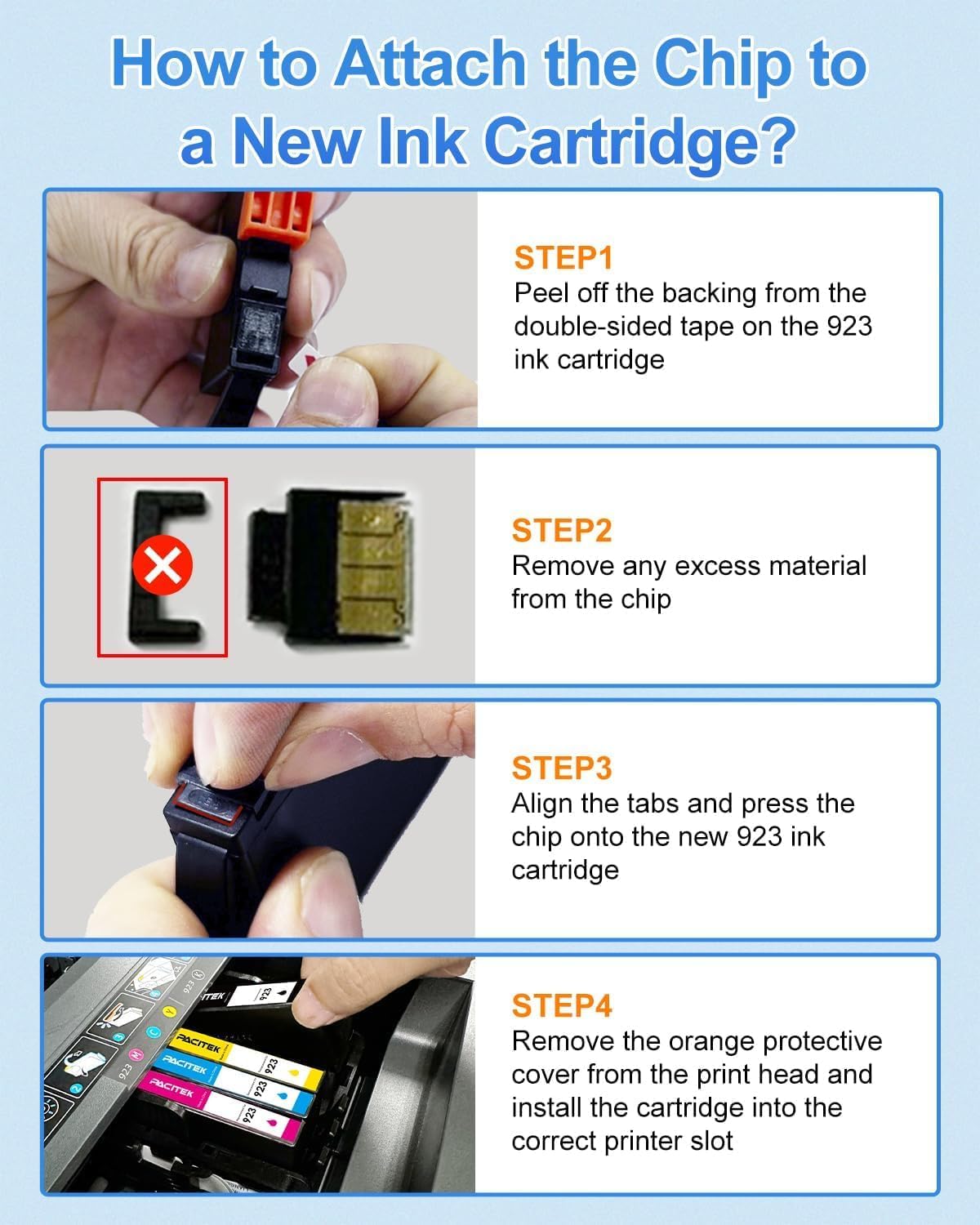 923 Ink Cartridges Combo Pack Replacement for HP 923XL Ink Cartridges for HP Printers Work for HP OfficeJet Pro 8130e 8135e 8139e 8138e 8122e 8124e 8120e 8120 8122 Printer Ink (4 Pack)